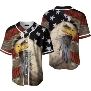 American Flag Bald Eagle Baseball Jersey, Idea Gift for Men & Women