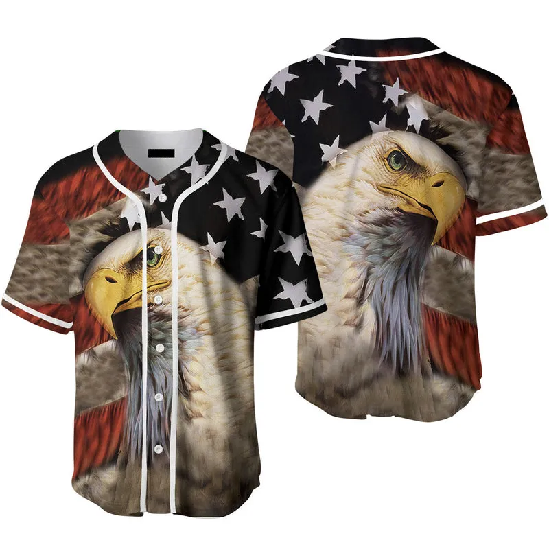 American Flag Bald Eagle Baseball Jersey, Idea Gift for Men & Women