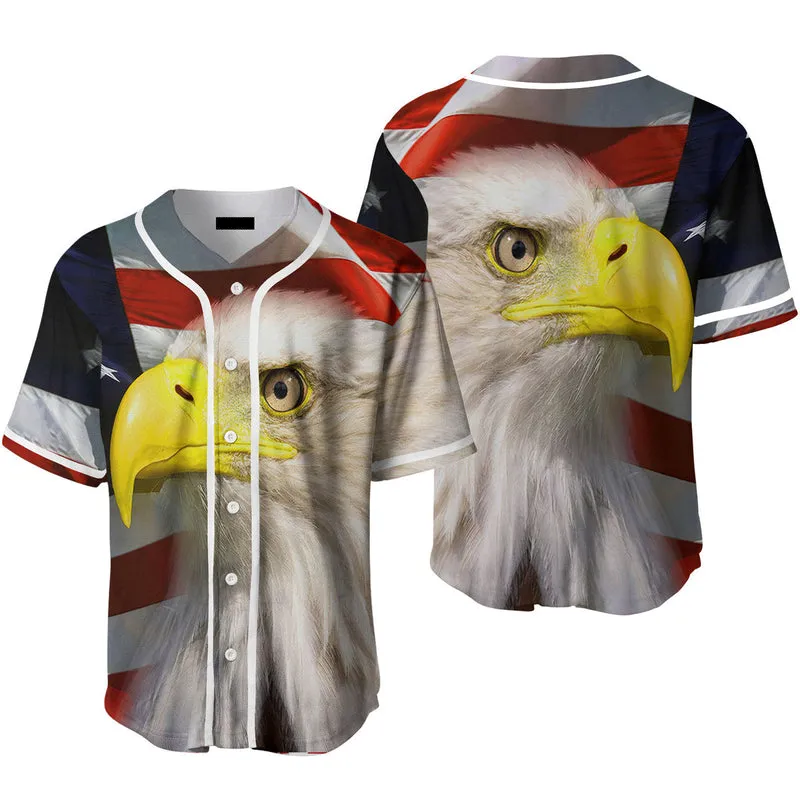 American Flag Bald Eagle Baseball Jersey, Idea Gift for Men & Women
