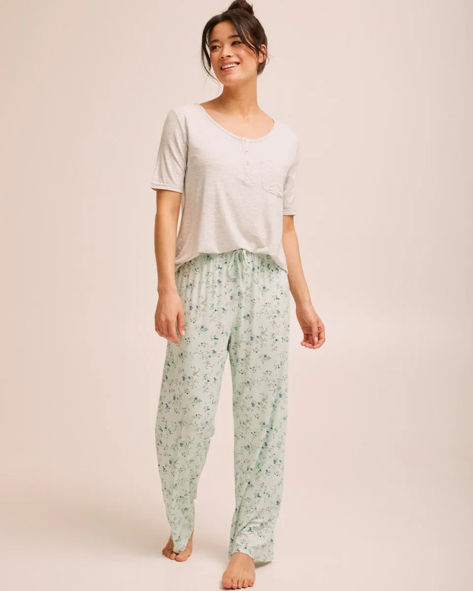 Bamboo Snap Tee Nursing Pyjama Set - Grey