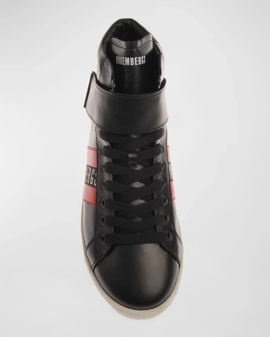 Bikkembergs Men's High Top Leather Sneakers with Logo