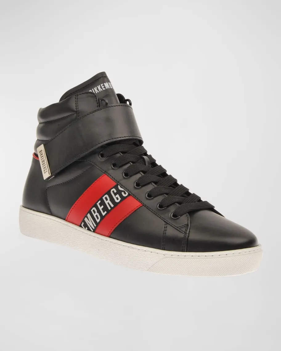 Bikkembergs Men's High Top Leather Sneakers with Logo