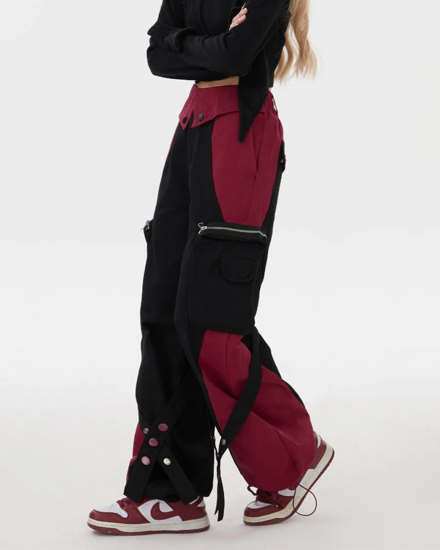 Black & Red Grunge Cargo Pants