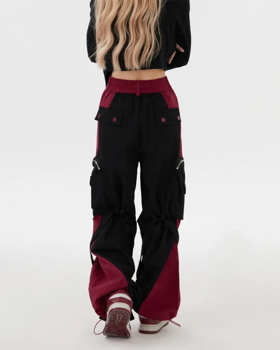 Black & Red Grunge Cargo Pants