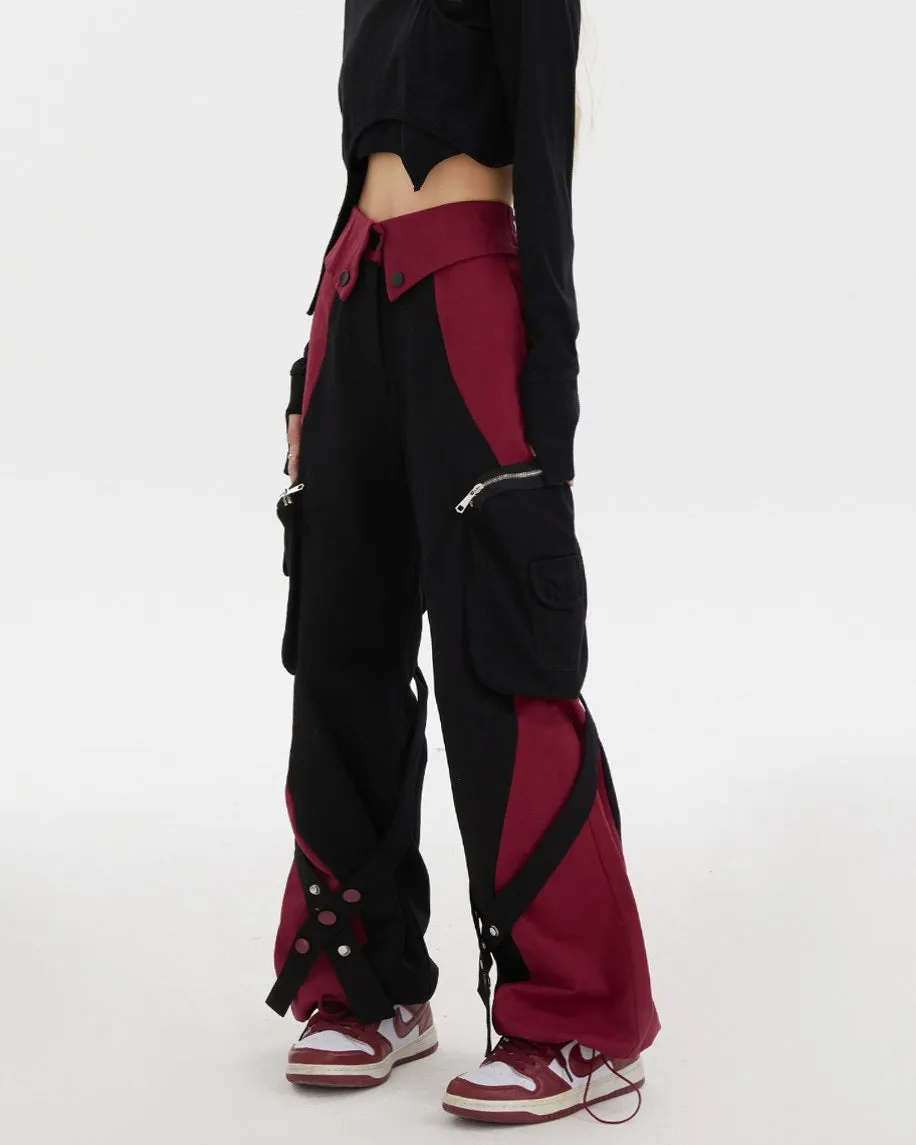 Black & Red Grunge Cargo Pants
