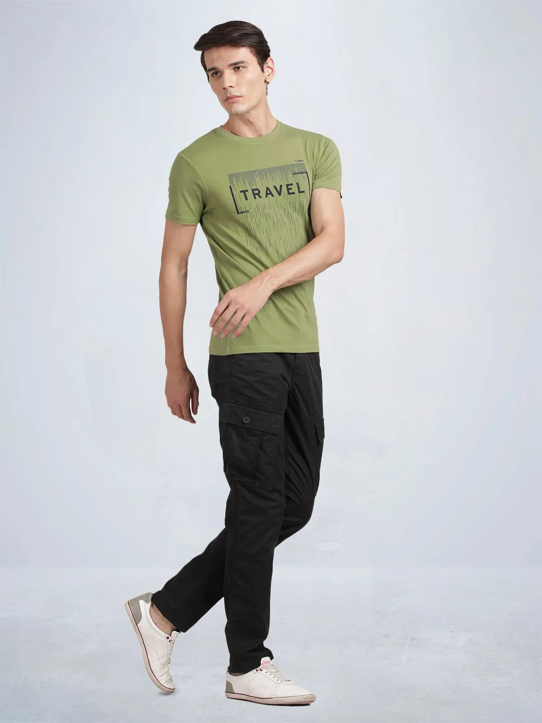 Black Camo Printed Cargo Pants