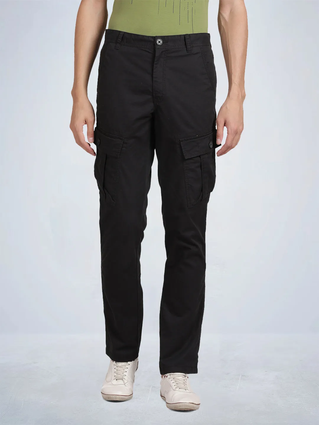 Black Camo Printed Cargo Pants