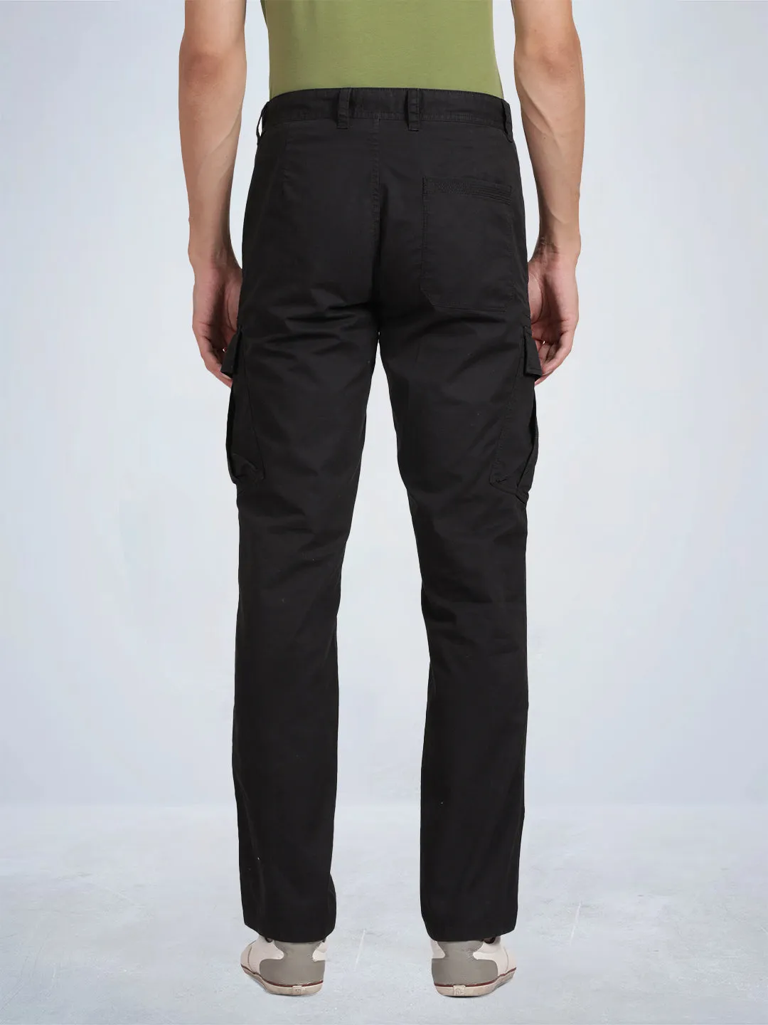 Black Camo Printed Cargo Pants