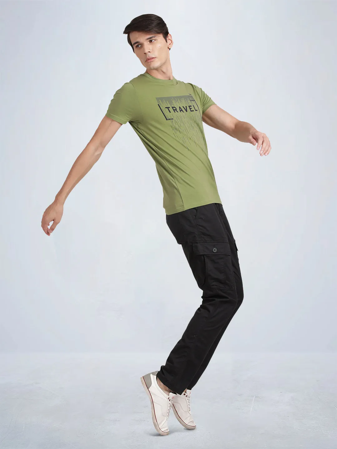 Black Camo Printed Cargo Pants