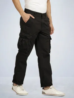 Black Graphite Solid Overdyed Cargo Pants