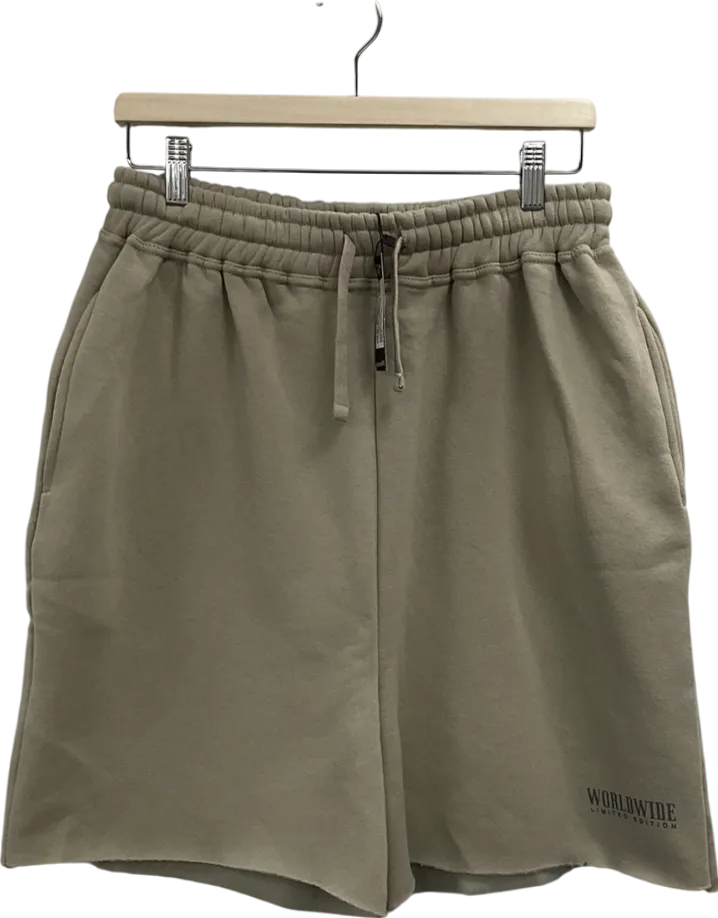 boohooMan Beige Worldwide Oversized Drop Crotch Short UK M