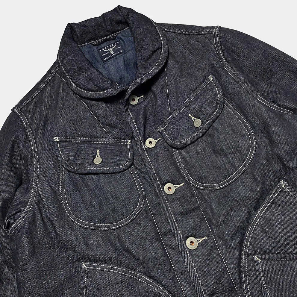 BZEN M.3011L BAKER-WR18 REGULAR FIT 6 POCKET VINTAGE INSPIRED LINED PADDED COMFORT STRETCH DENIM JACKET-12OZ-HRH INDIGO