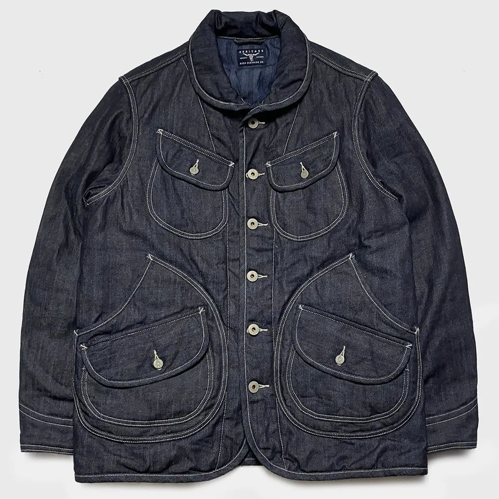 BZEN M.3011L BAKER-WR18 REGULAR FIT 6 POCKET VINTAGE INSPIRED LINED PADDED COMFORT STRETCH DENIM JACKET-12OZ-HRH INDIGO