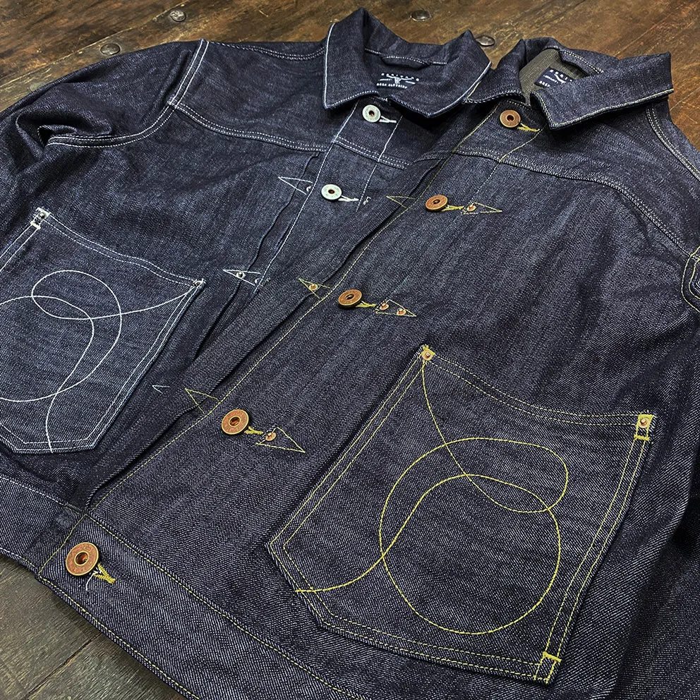 BZEN M.3139RR WAYLON-CR18 REGULAR FIT 4 POCKET COMFORT STRETCH DENIM JACKET COPPER STITCHING-12OZ-HRH INDIGO