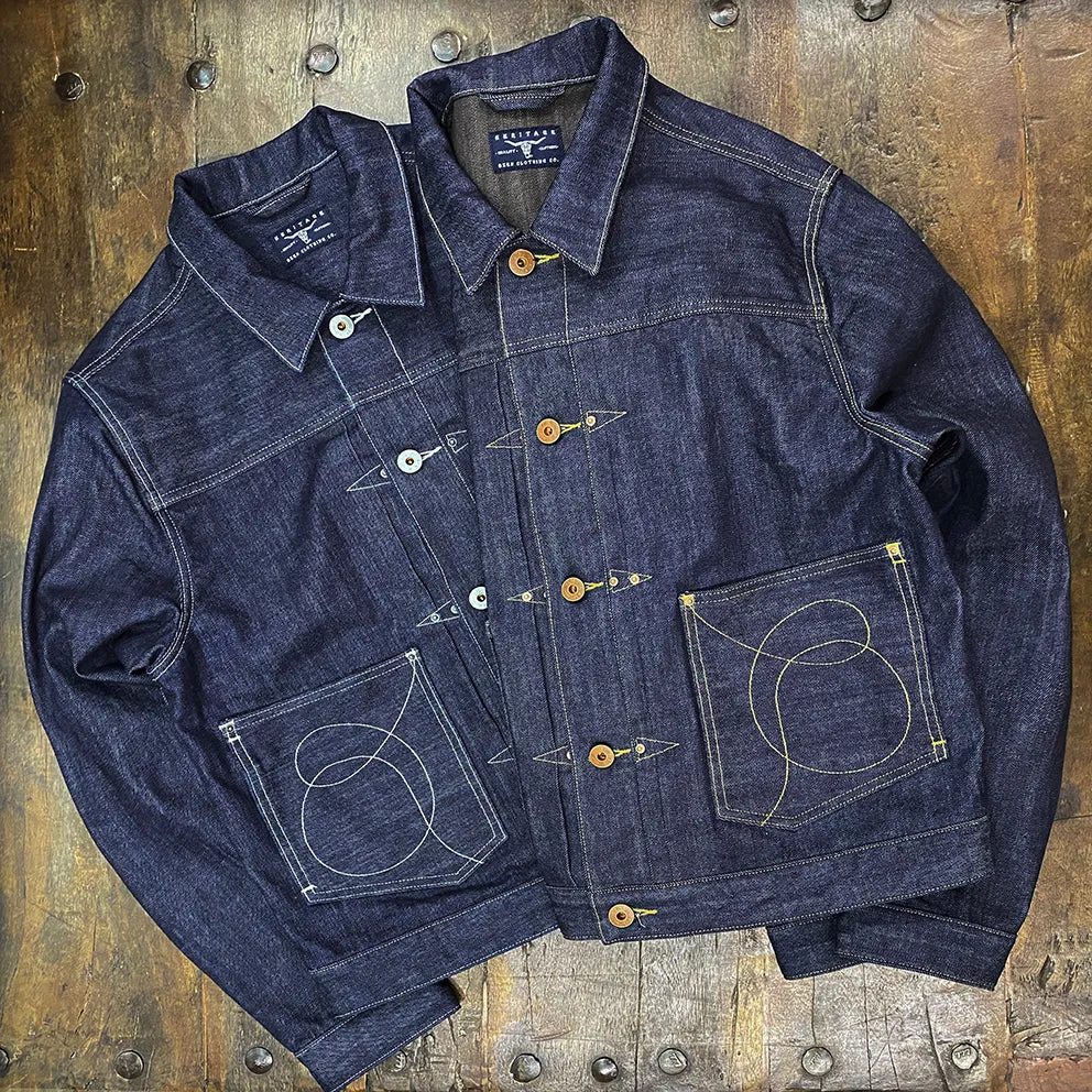 BZEN M.3139RR WAYLON-CR18 REGULAR FIT 4 POCKET COMFORT STRETCH DENIM JACKET COPPER STITCHING-12OZ-HRH INDIGO