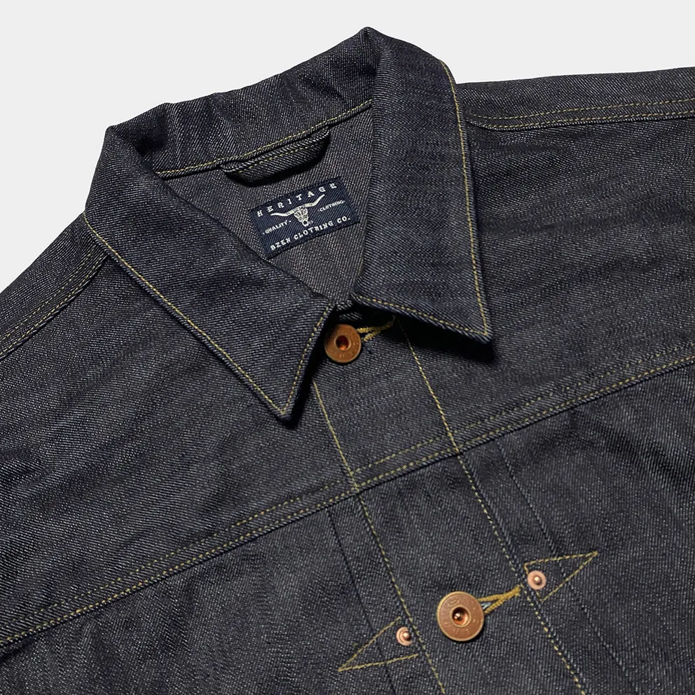 BZEN M.3139RR WAYLON-CR18 REGULAR FIT 4 POCKET COMFORT STRETCH DENIM JACKET COPPER STITCHING-12OZ-HRH INDIGO