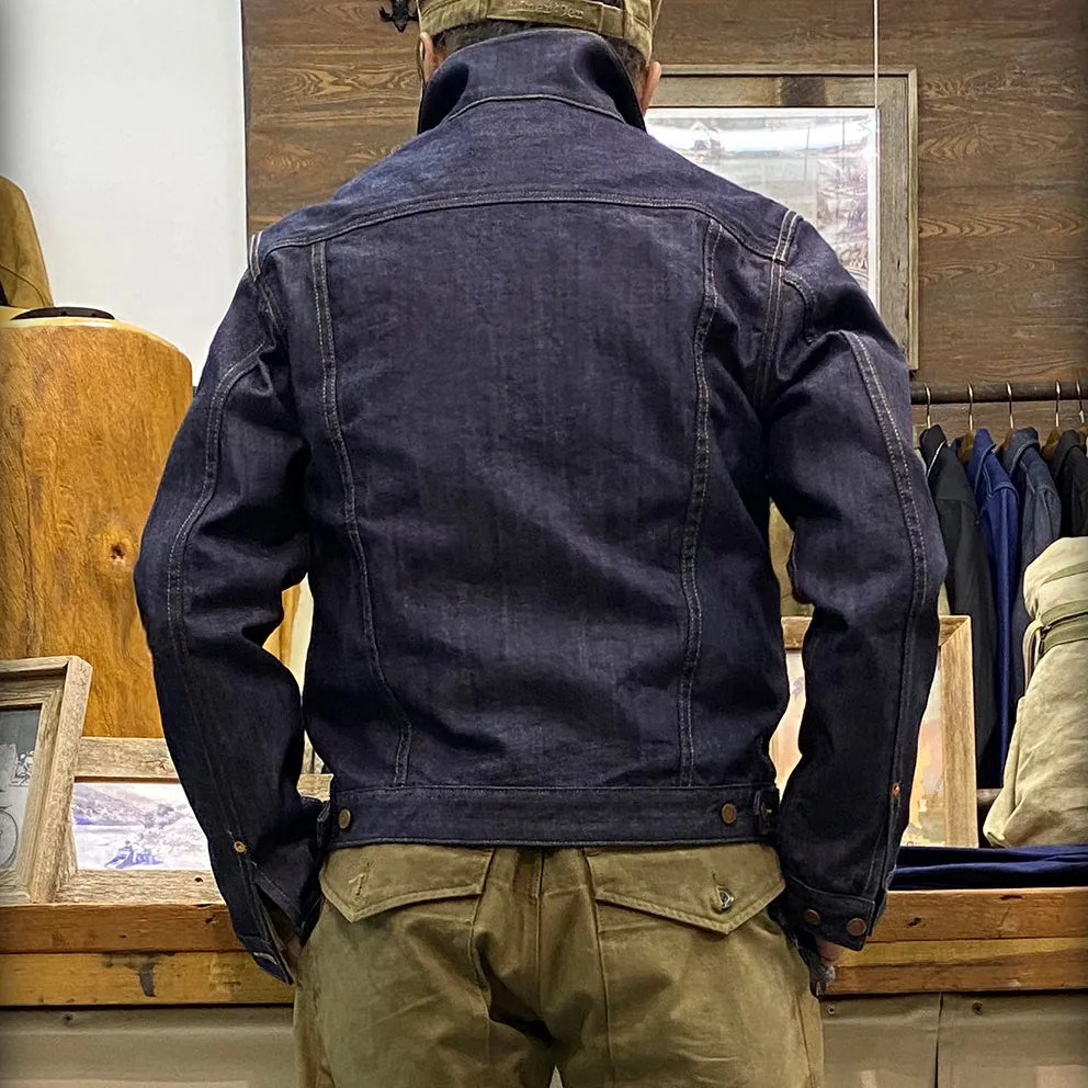BZEN M.3139RR WAYLON-CR18 REGULAR FIT 4 POCKET COMFORT STRETCH DENIM JACKET COPPER STITCHING-12OZ-HRH INDIGO