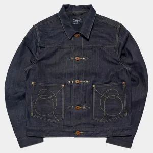 BZEN M.3139RR WAYLON-CR18 REGULAR FIT 4 POCKET COMFORT STRETCH DENIM JACKET COPPER STITCHING-12OZ-HRH INDIGO