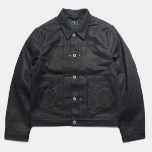 BZEN M.3139RR WAYLON-WXB REGULAR FIT 4 POCKET WAXED BLACK BLUE DENIM JACKET-11.5OZ-WAX BLACK CAUTION: CAN NEVER WASH