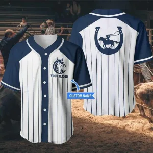 Cowboy Horse Personalized Baseball Jersey, Custom Name Shirt for Horse Lover
