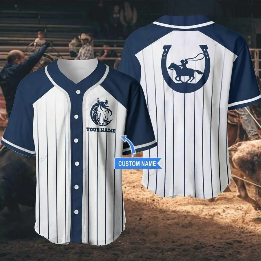 Cowboy Horse Personalized Baseball Jersey, Custom Name Shirt for Horse Lover