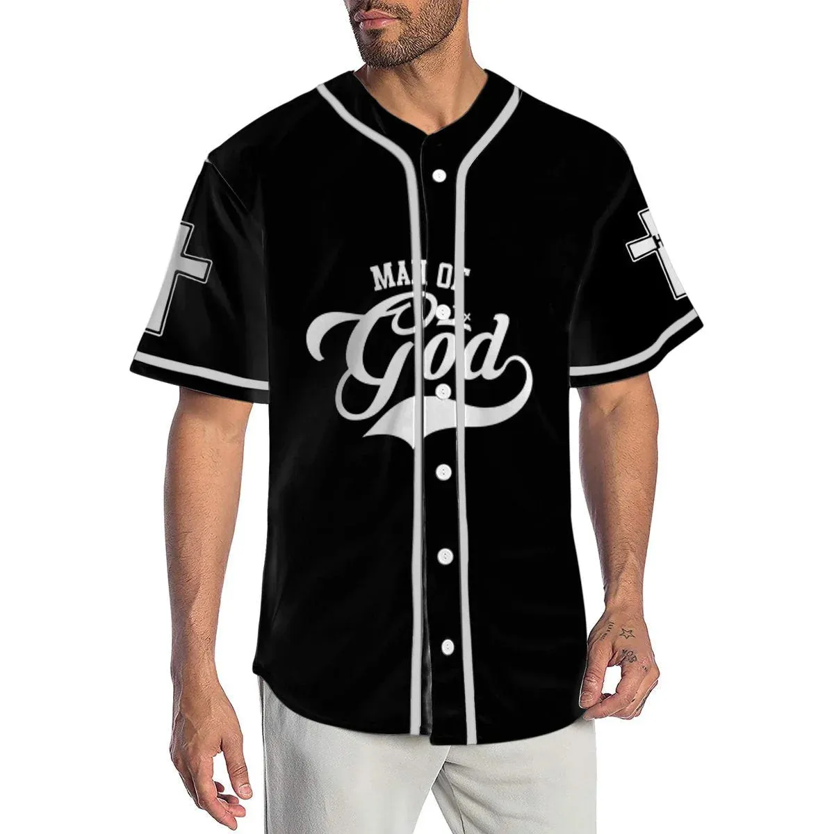 Cross Baseball Jersey - Man Of God Custom Printed 3D Baseball Jersey Shirt For Men Women