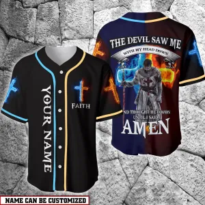 Cross Flame Baseball Jersey - Knight I Said Amen Custom Baseball Jersey Shirt For Men Women