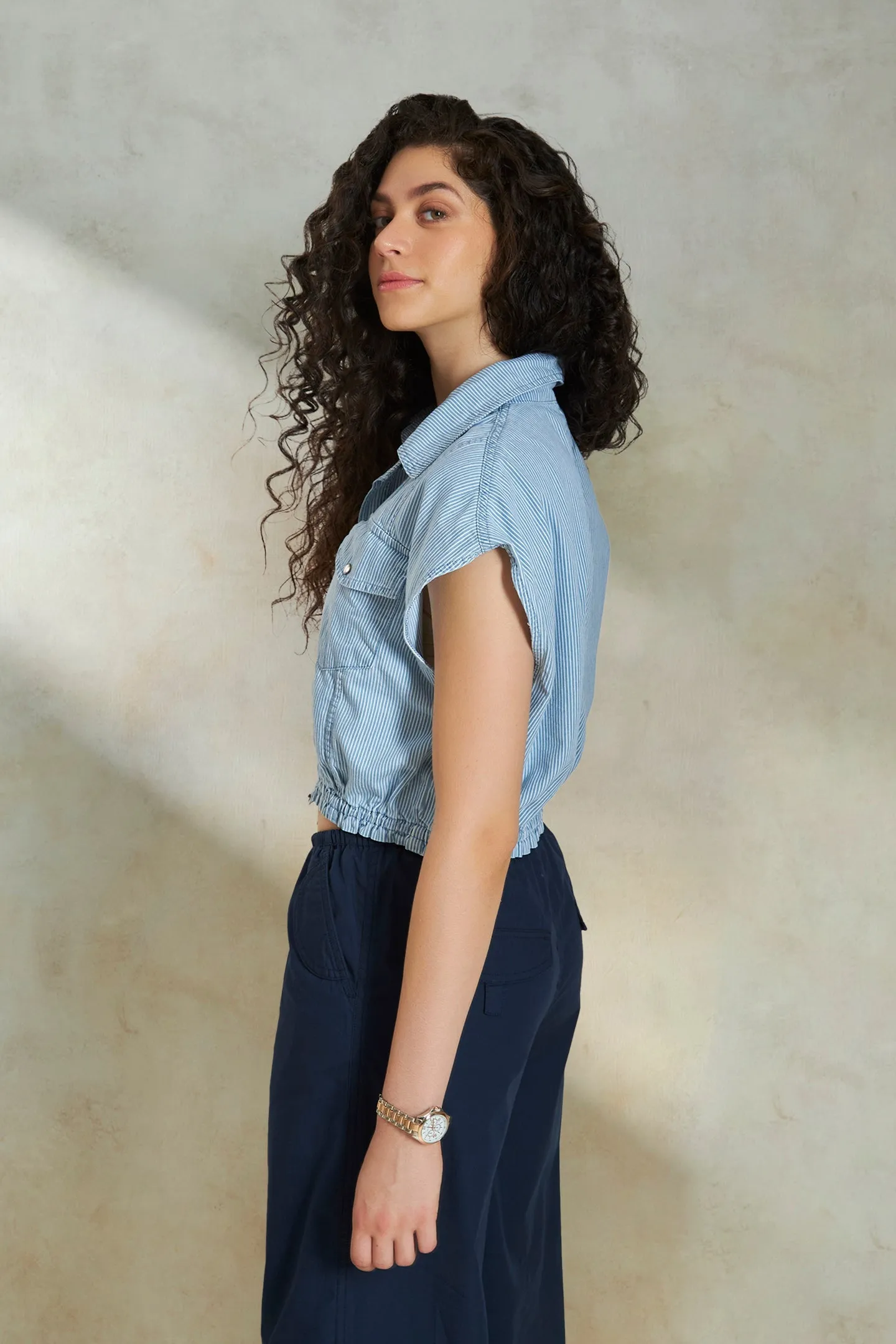 Ember|Cropped Denim Shirt