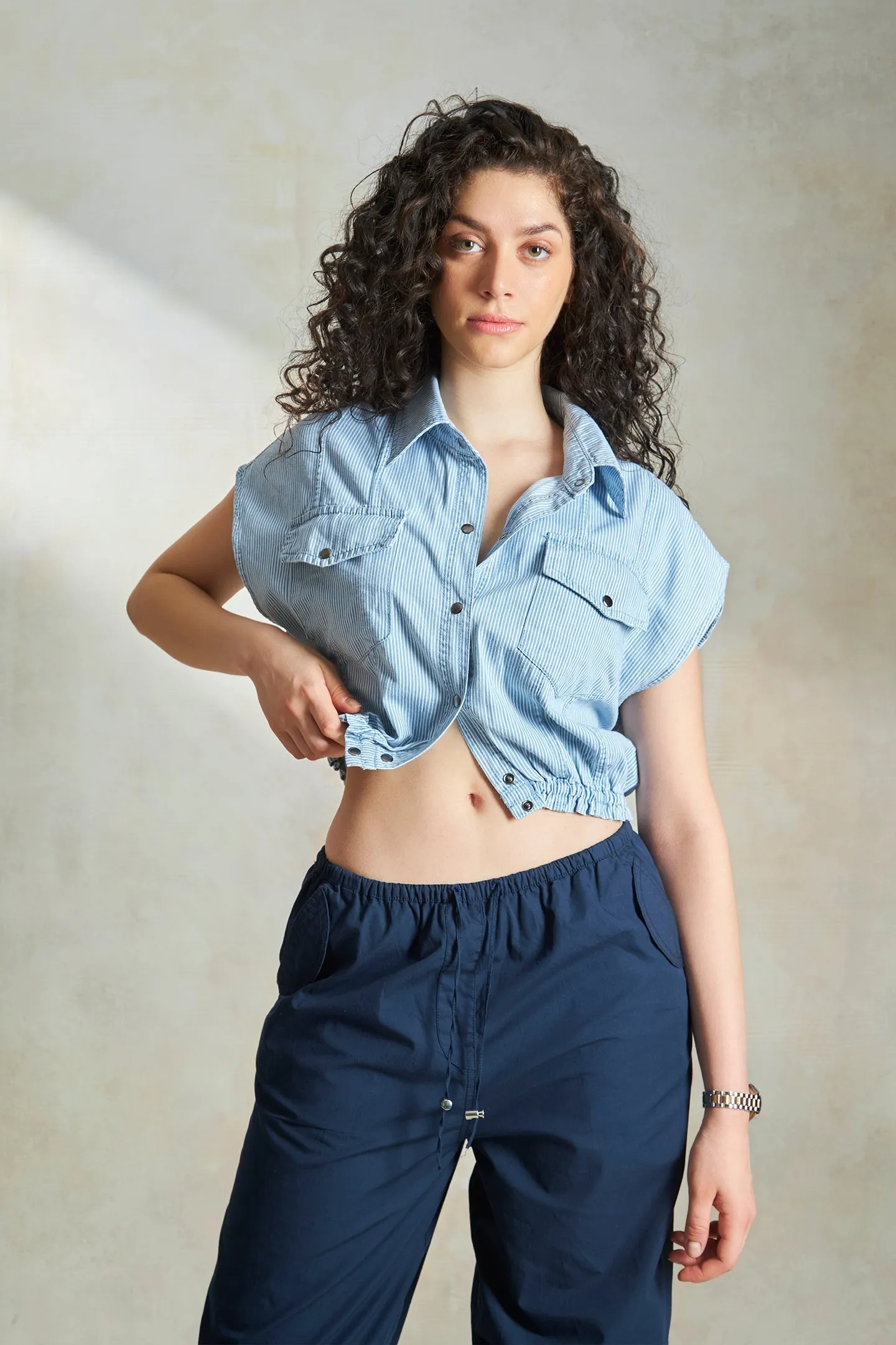 Ember|Cropped Denim Shirt