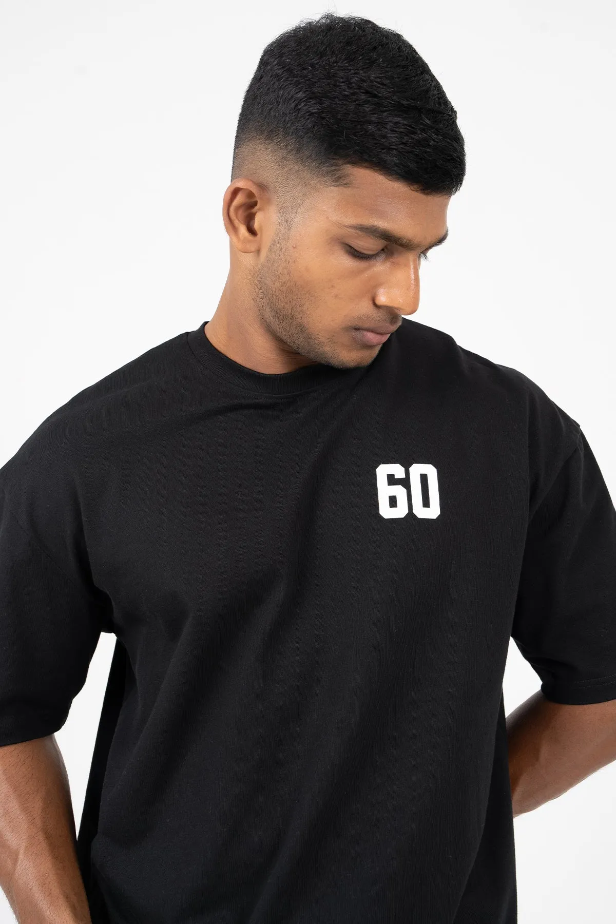 Hustle NO.60 Backprint Relax Fit Casual T-Shirt