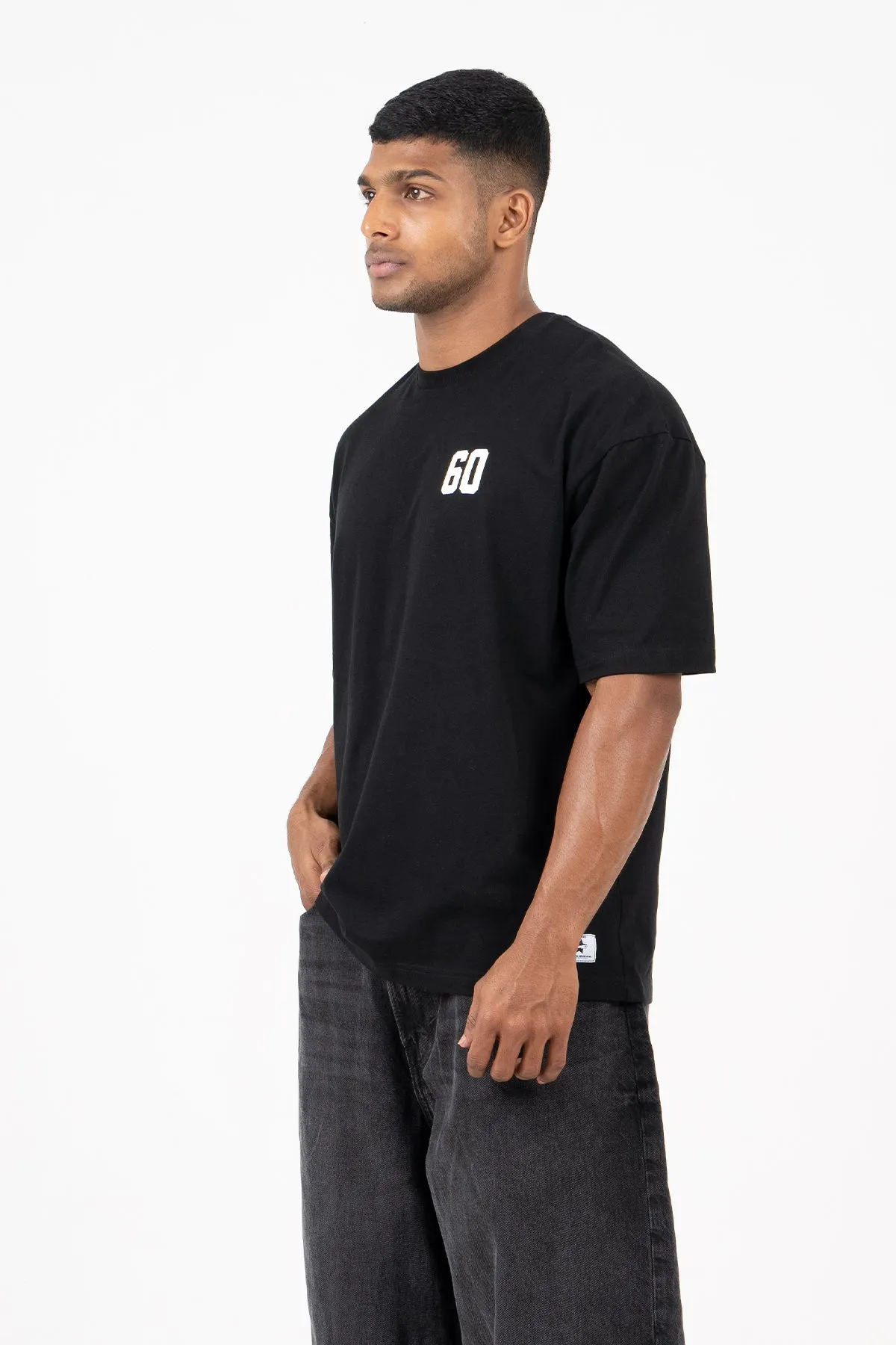 Hustle NO.60 Backprint Relax Fit Casual T-Shirt