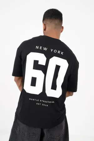 Hustle NO.60 Backprint Relax Fit Casual T-Shirt