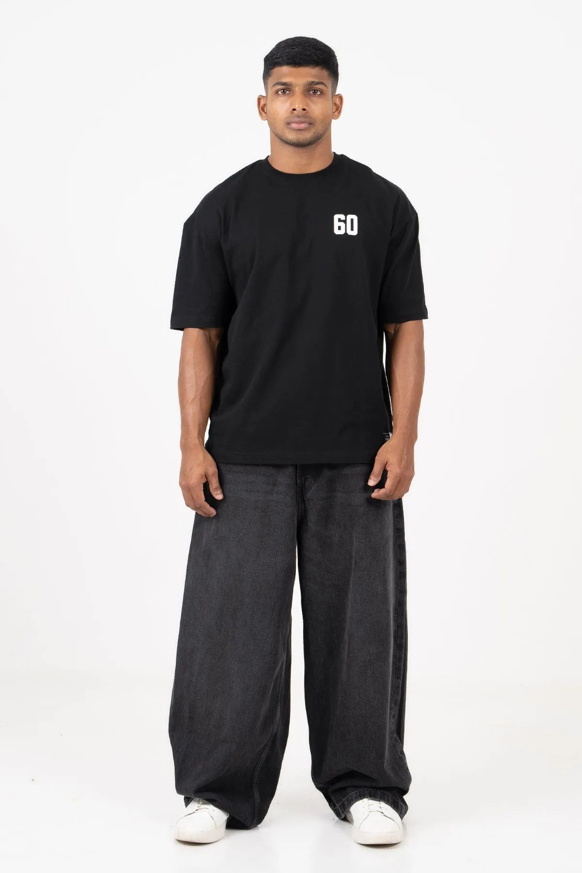 Hustle NO.60 Backprint Relax Fit Casual T-Shirt