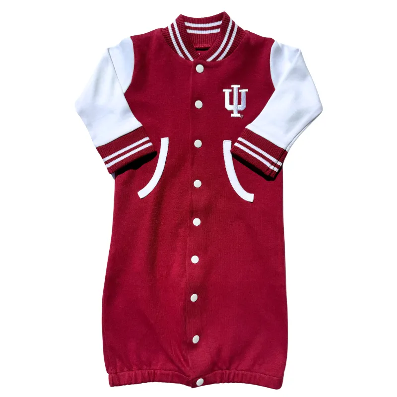 Indiana University Newborn Varsity Convertible Romper in Crimson