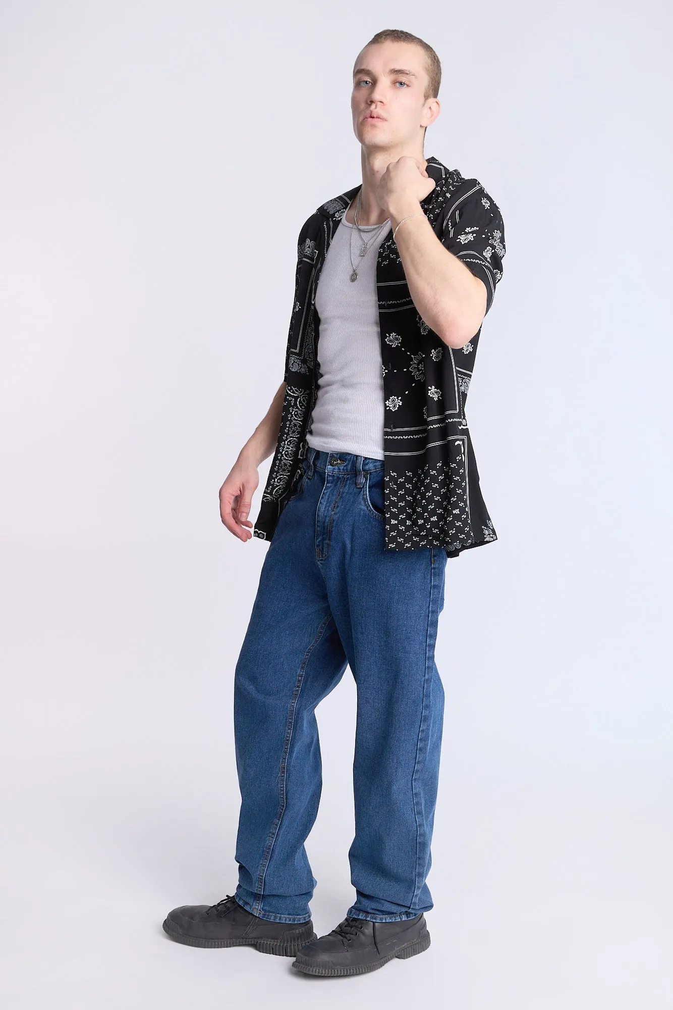 Jean coupe ample délavé foncé Arsenic homme