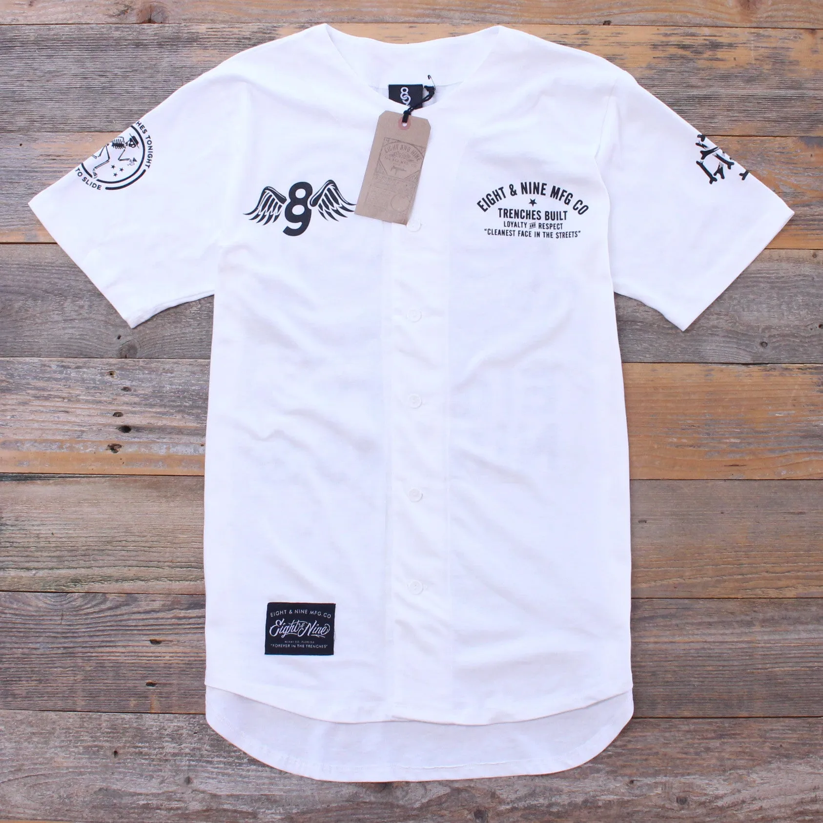 Kustom Life White Cotton Baseball Jersey