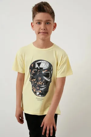 Lela Boy's Yellow Cotton T-Shirt