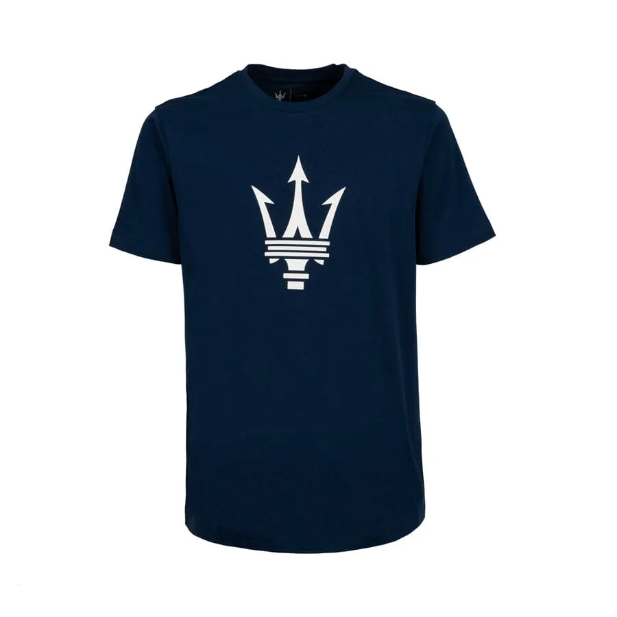 Maserati Large Logo Rubber Print T-Shirt - Black/Blue