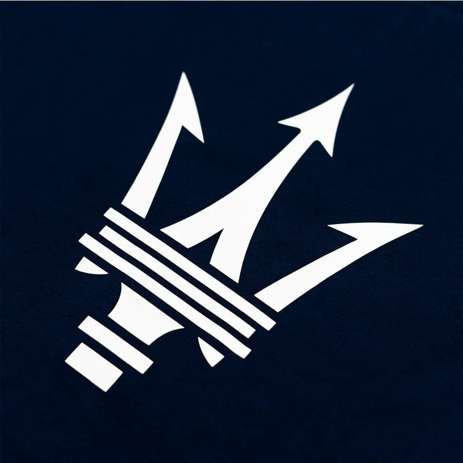Maserati Large Logo Rubber Print T-Shirt - Black/Blue