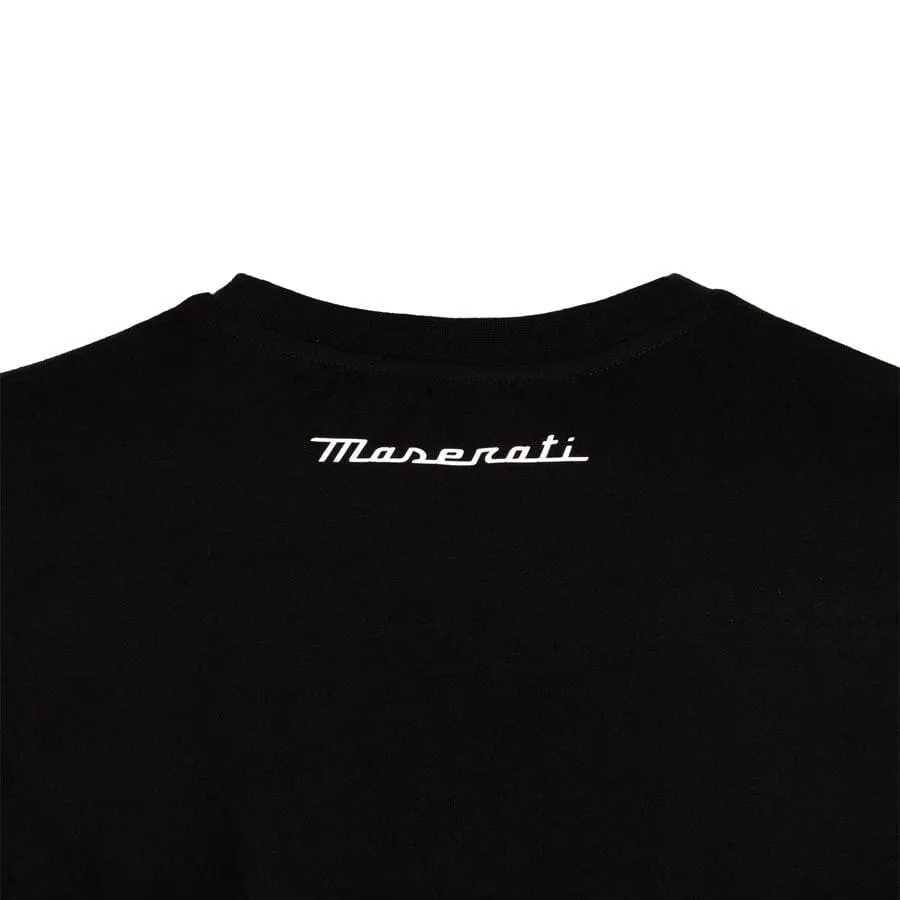 Maserati Large Logo Rubber Print T-Shirt - Black/Blue