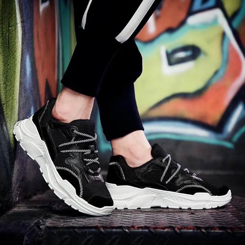 MERCY RX97 Chunky Leather/Mesh Sneakers - Black