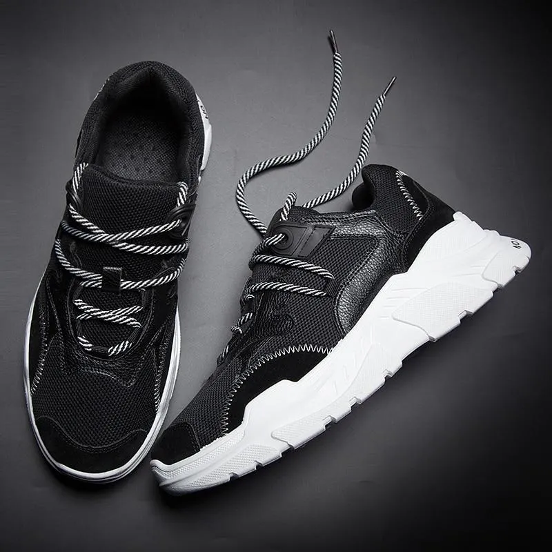 MERCY RX97 Chunky Leather/Mesh Sneakers - Black