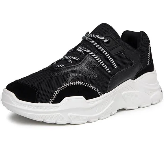 MERCY RX97 Chunky Leather/Mesh Sneakers - Black