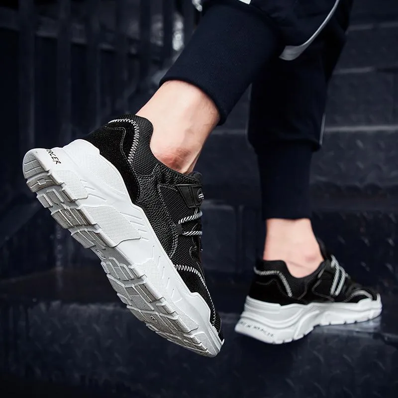 MERCY RX97 Chunky Leather/Mesh Sneakers - Black