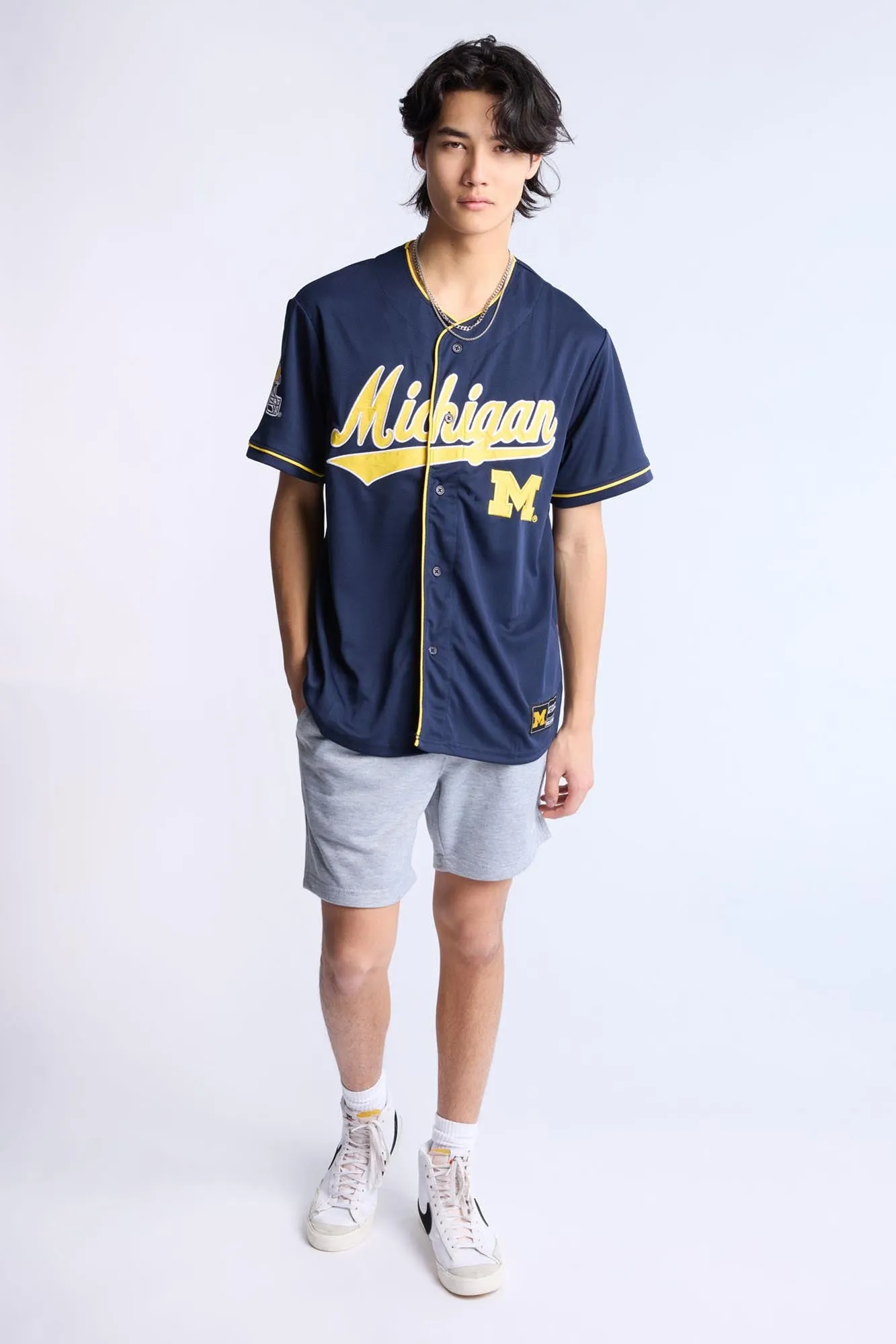 Michigan M Button-Up Baseball Jersey