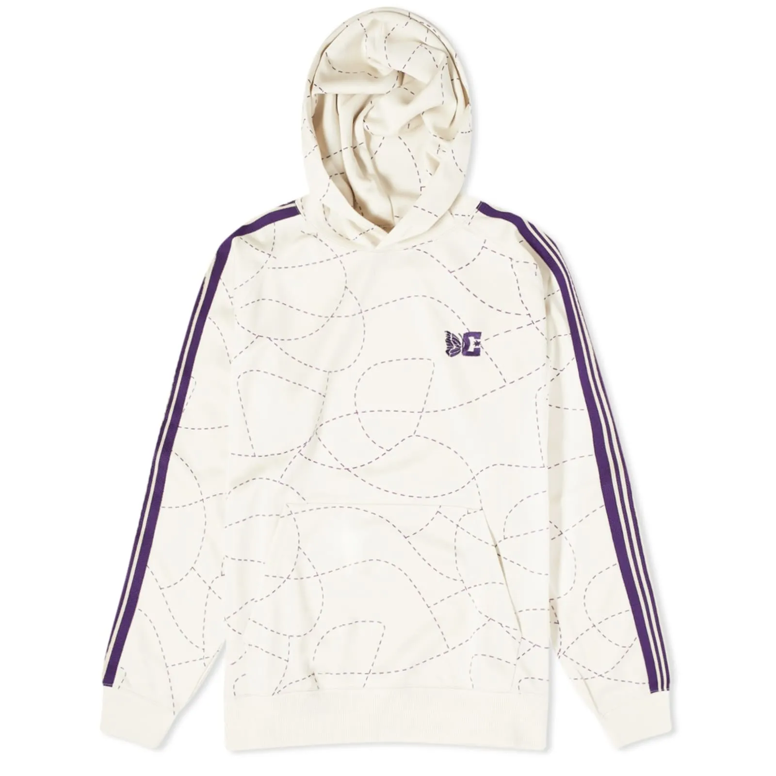 Needles Dc Printed Poly Smooth Track Hoodie, Ivory