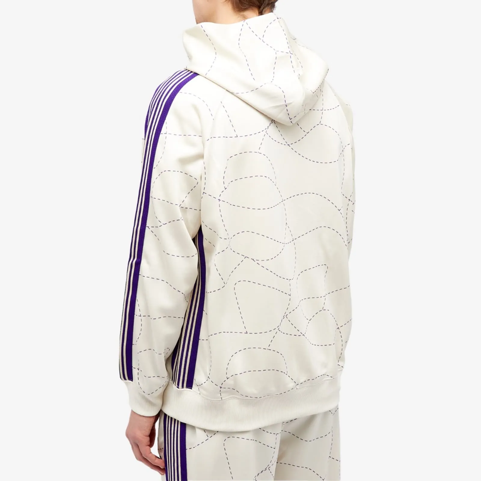 Needles Dc Printed Poly Smooth Track Hoodie, Ivory