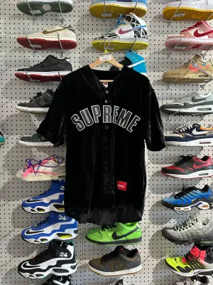 NEW Supreme Velvet Baseball Jersey - Black