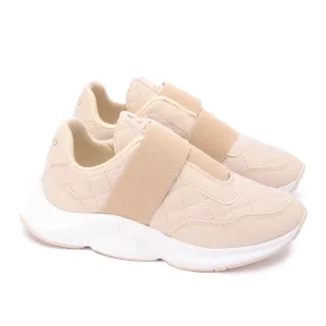 Quilted Elastic Sneakers-Beige