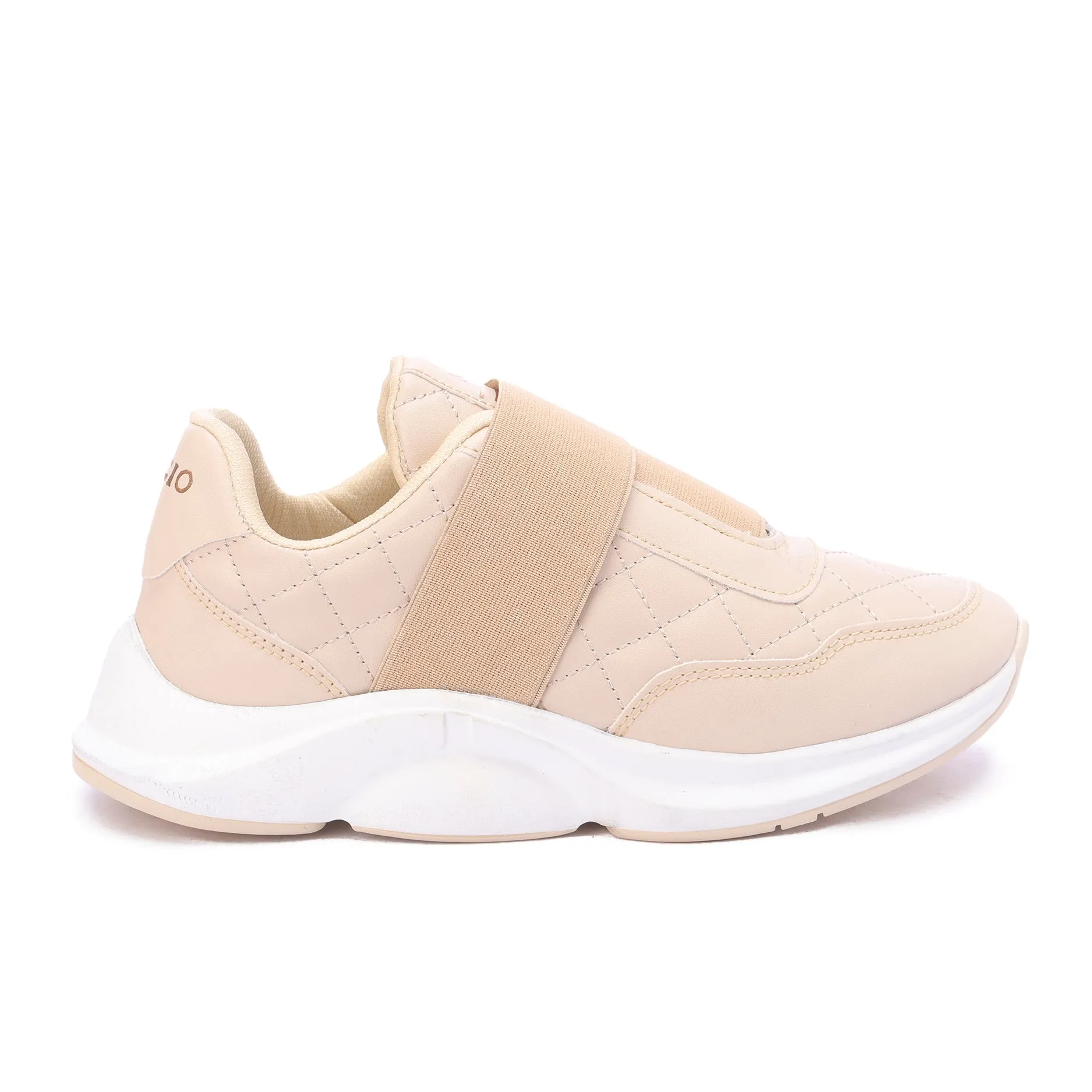 Quilted Elastic Sneakers-Beige